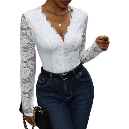 Women Long Sleeve Body with Lace Detail Chic and Style
