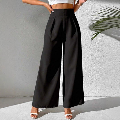 Ladies Elegant High Waist Palazzo Pants with Front Pleat and Wide Legs Chic and Style
