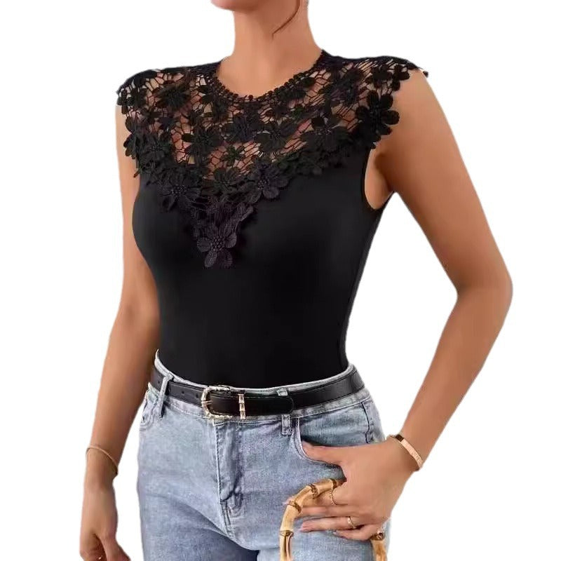 Dames Floral Dentelle Décorée Bodysuit Chic und Stil