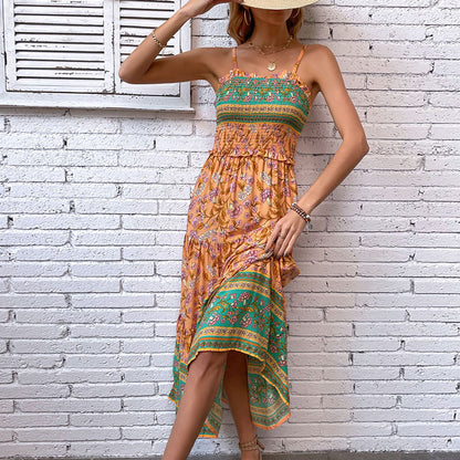 Robe maxi bohème femme avec détail de bord volanté Chic und Stil