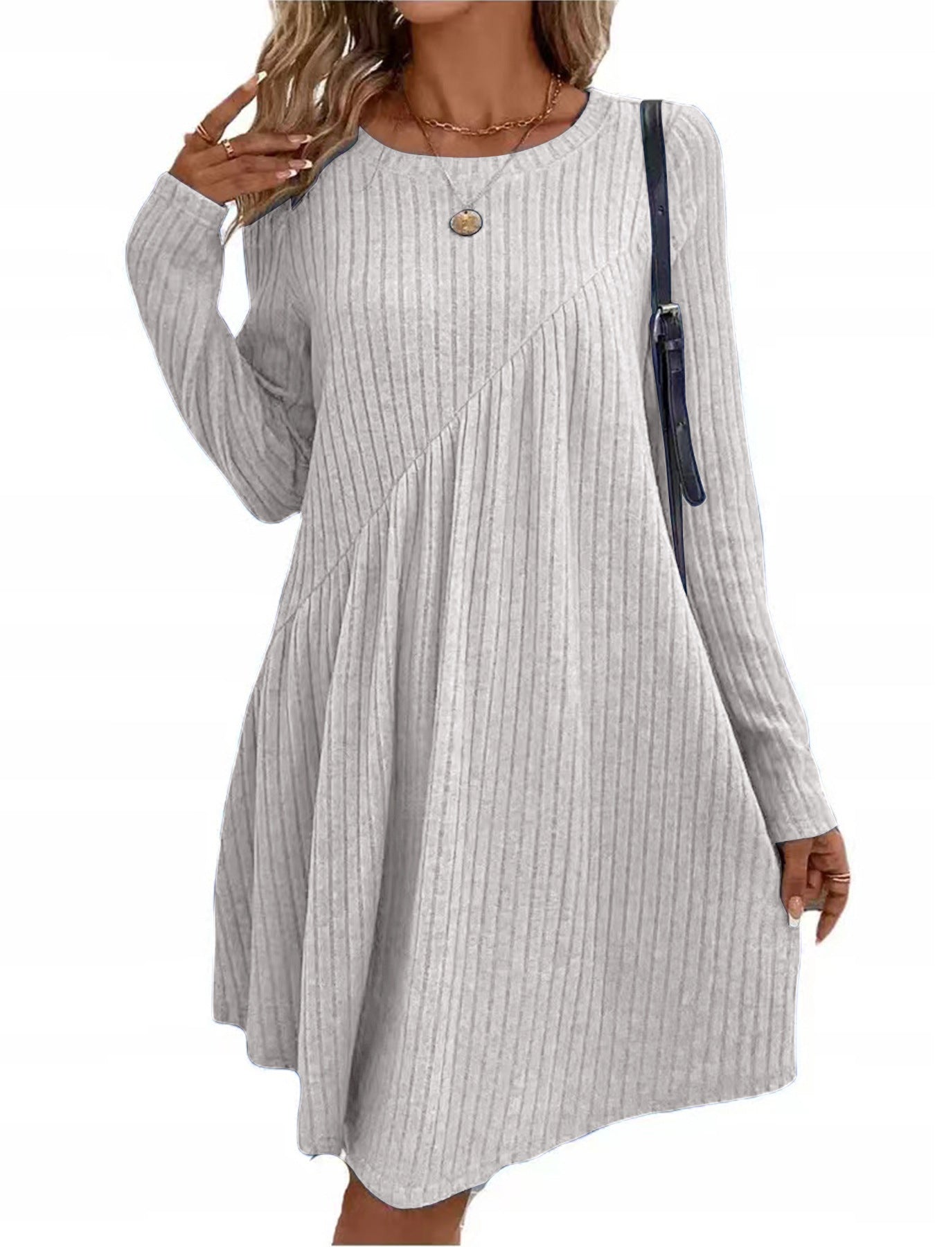 Robe en rib casual pour femmes avec design asymétrique Chic und Stil
