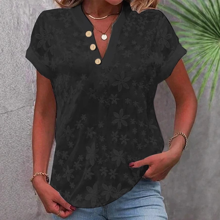 Chemisier femme avec motif floral brodé et décolleté en V classique Chic und Stil