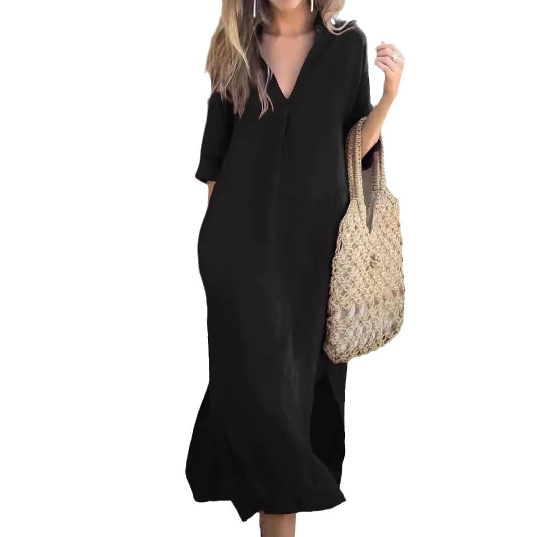 Robe d'été hippie pour femmes avec décolleté en V et manches larges Chic und Stil