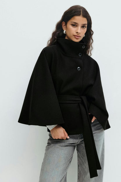 Femme Veste Cape Élégante avec Ceinture Chic & Stil