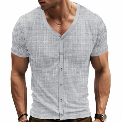 Chemise courte à manches courtes décontractée pour hommes avec patte de boutonnage et design texturé Chic und Stil