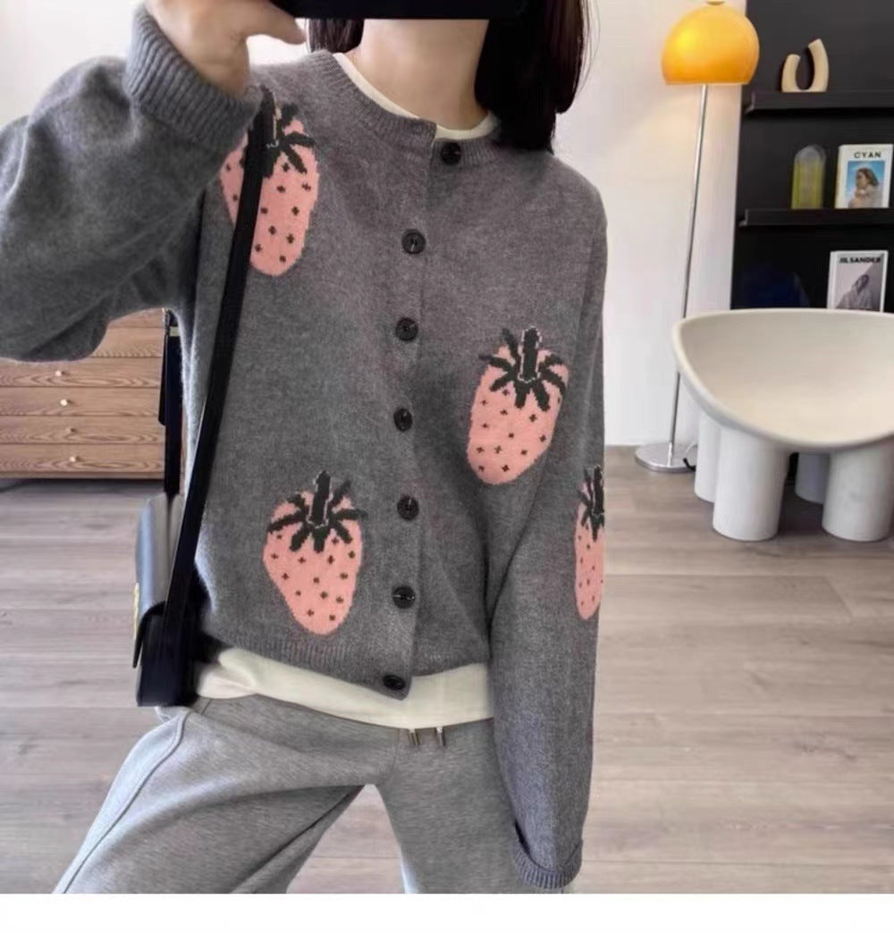 Dames Cardigan à motifs ludiques avec détail bouton Chic und Stil