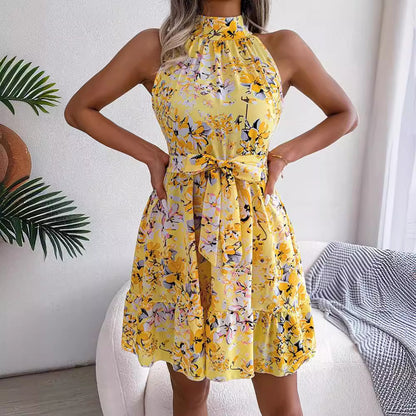 Robe mini florale à col pour femmes Chic und Stil