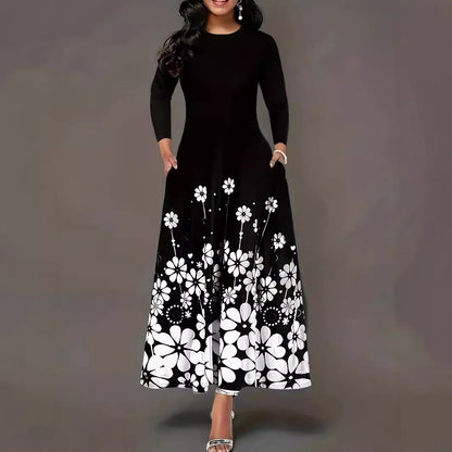 Robe maxi femme avec design floral et poches latérales pratiques Chic und Stil