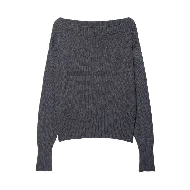 Pull en tricot surdimensionné pour femmes avec encolure dégagée et coupe décontractée Chic und Stil
