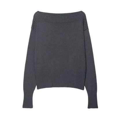 Pull en tricot surdimensionné pour femmes avec encolure dégagée et coupe décontractée Chic und Stil