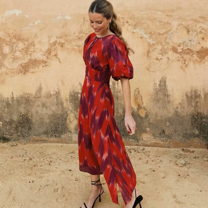 Robe maxi pour dames avec élégante fronce et manches bouffantes modernes Chic und Stil