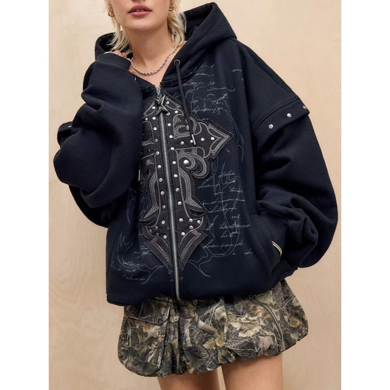 Dames hoodie surdimensionné avec impression détaillée Chic und Stil