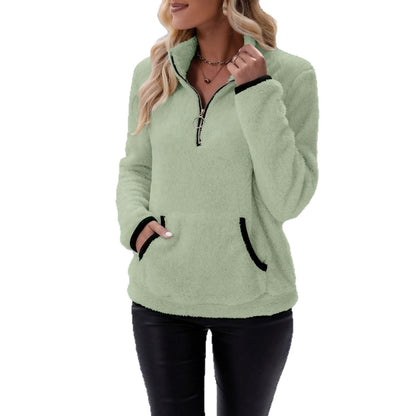Fleece pullover for women with half-zip and practical pockets Chic and Style