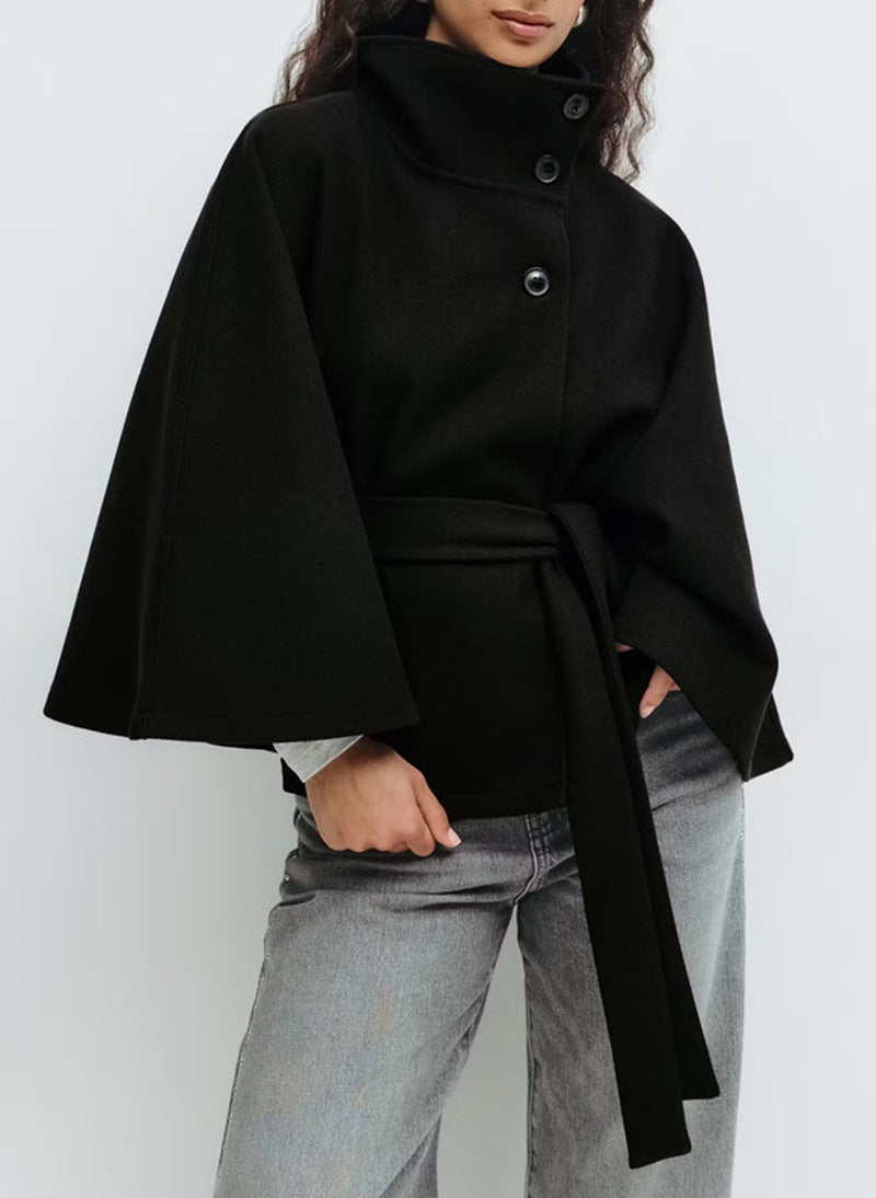 Dames élégant et confortable manteau en laine avec ceinture à la taille Chic und Stil