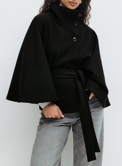 Dames élégant et confortable manteau en laine avec ceinture à la taille Chic und Stil