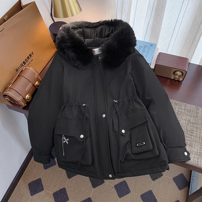 Dame manteau d'hiver avec col en fausse fourrure amovible et poches pratiques Chic und Stil