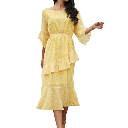 Robe midi à volants pour femmes Chic und Stil