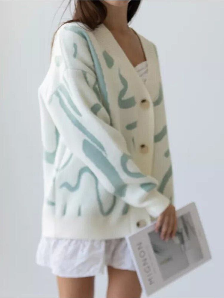 Dames cardigan en tricot doux avec motif graphique moderne Chic und Stil