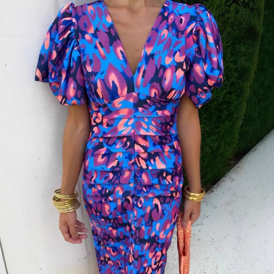 Femmes Robe portefeuille élégante à manches bouffantes Chic und Stil
