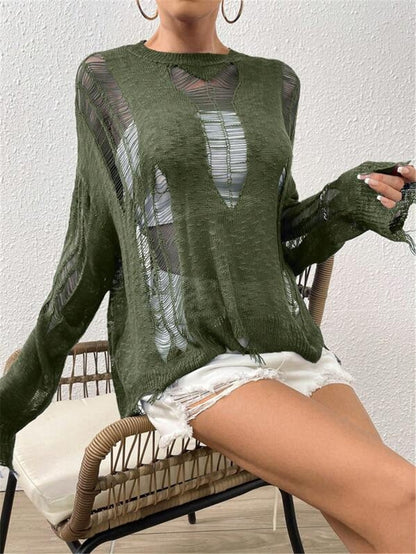 Pull en tricot surdimensionné pour femmes avec des découpes à la mode Chic und Stil