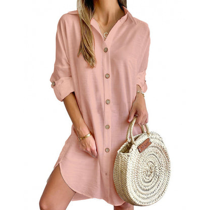 Robe chemise décontractée pour femmes en tissu léger avec fermeture à boutons Chic und Stil
