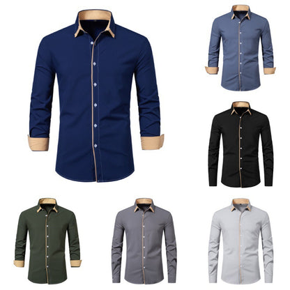 Chemise à manches longues pour hommes avec col contrasté moderne et coupe confortable Chic und Stil
