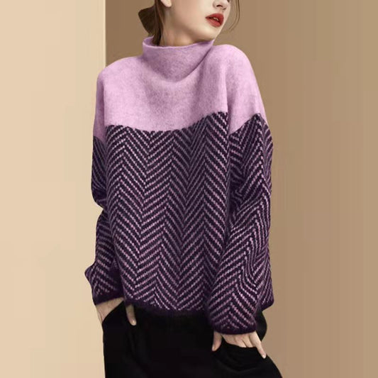 Pull en tricot confortable pour femmes avec un motif zigzag à la mode Chic und Stil