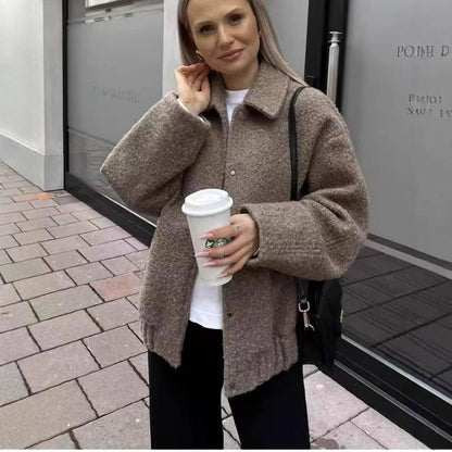 Dames confortable veste oversize en matériau teddy de haute qualité Chic und Stil