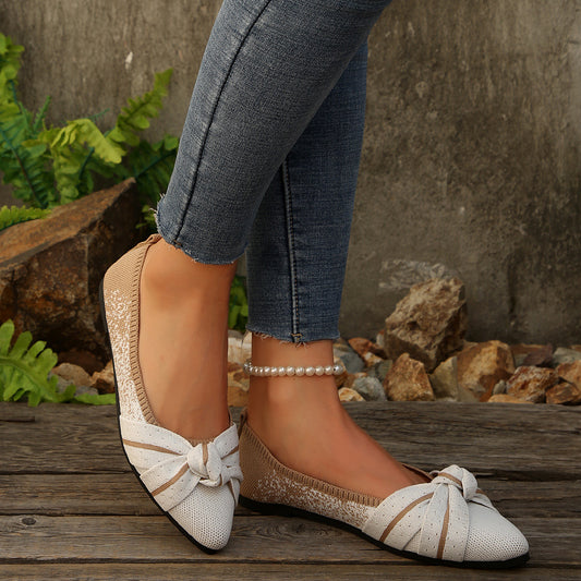 Ballerines élégantes pour femmes avec décoration en nœud et design de chaussure pointue Chic und Stil