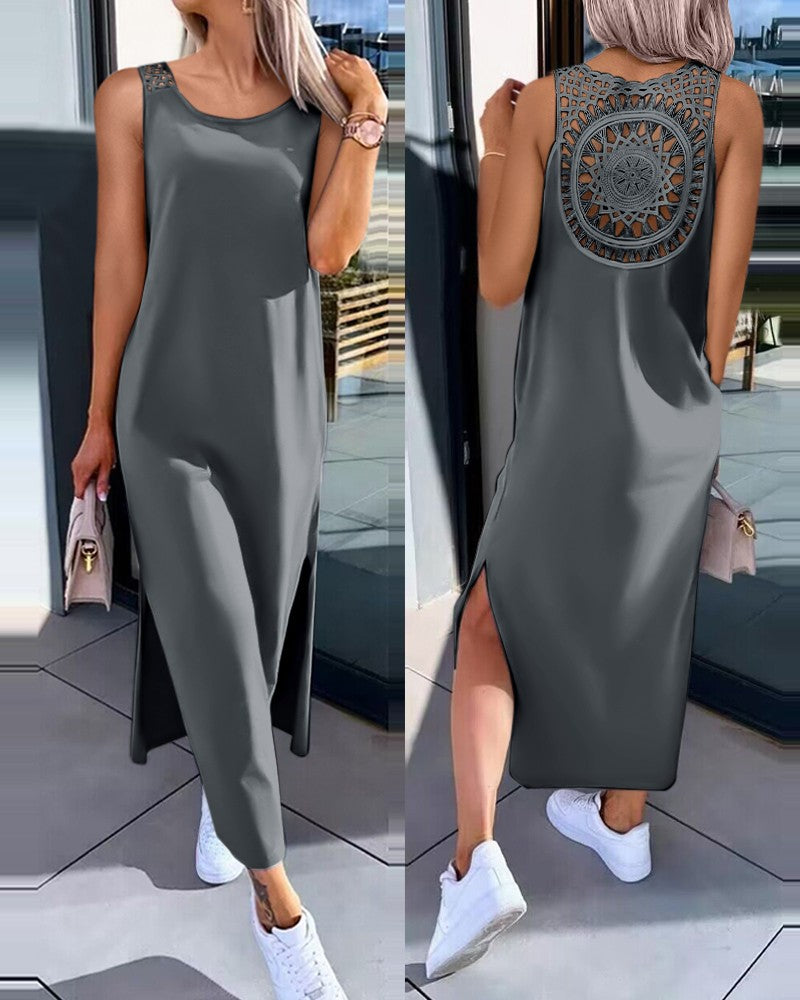 Robe maxi élégante à dos en dentelle Chic und Stil