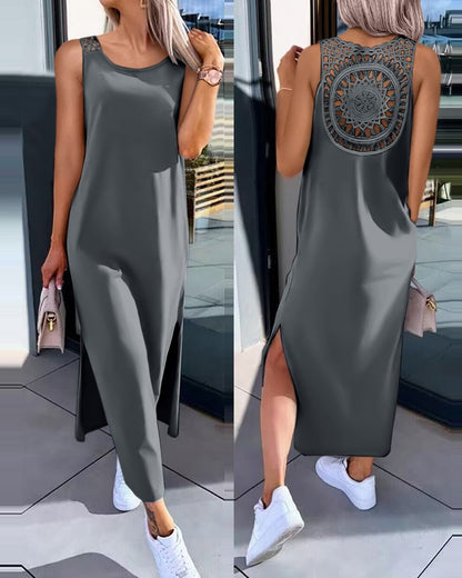 Robe maxi élégante à dos en dentelle Chic und Stil