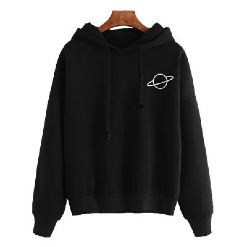 Dames pull à capuche confortable avec motif planétaire Chic und Stil