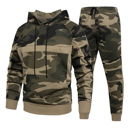 Men's camouflage hoodie set and chic jogger pants
