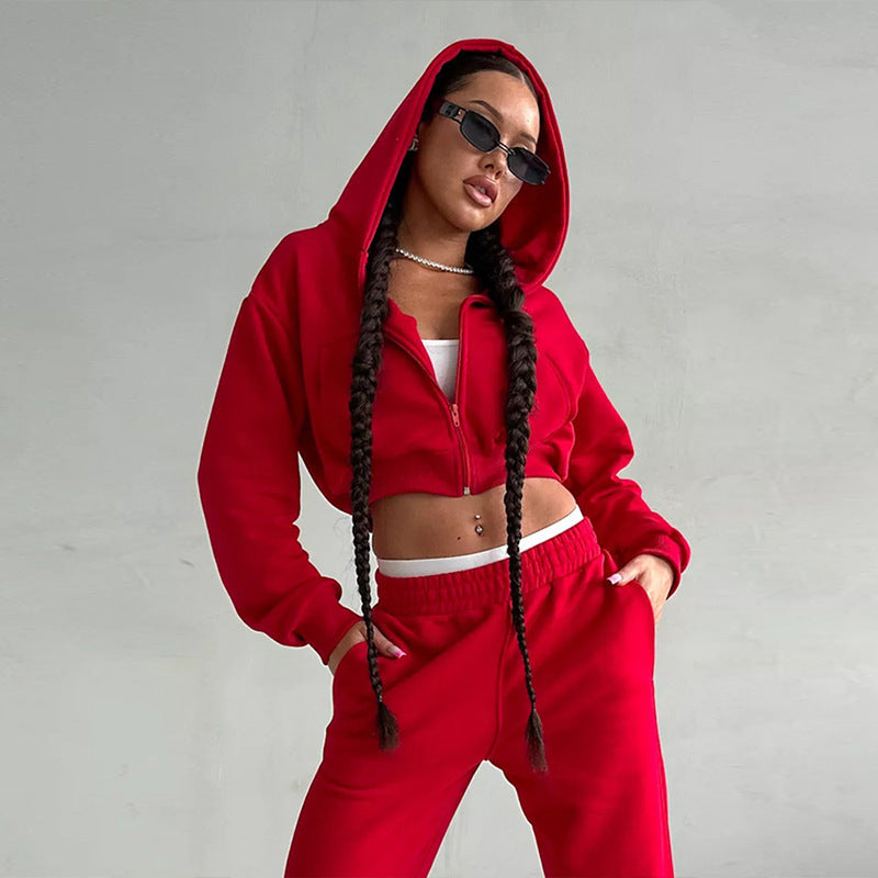 Women's modern Cropped Hoodie and wide jogger pants Set Chic and Style