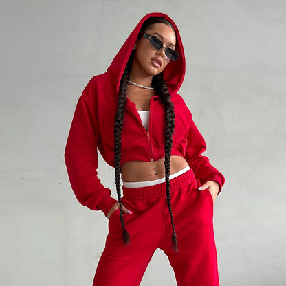 Women's modern Cropped Hoodie and wide jogger pants Set Chic and Style