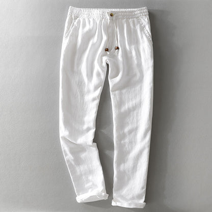 Casual linen pants for ladies with elastic waist and side pockets Chic and Style