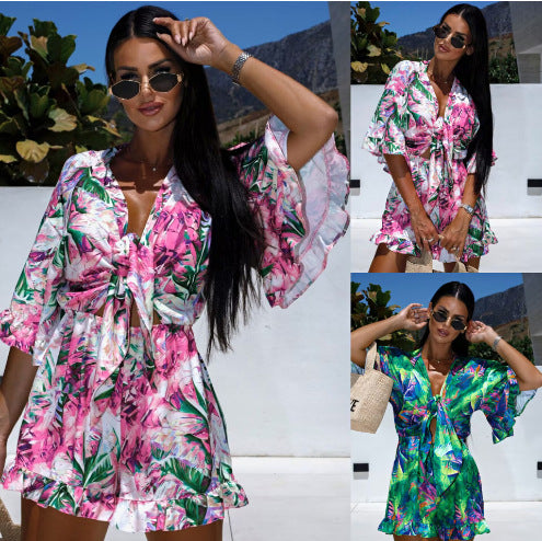 Robe mini portefeuille à imprimé zèbre pour dames Chic und Stil