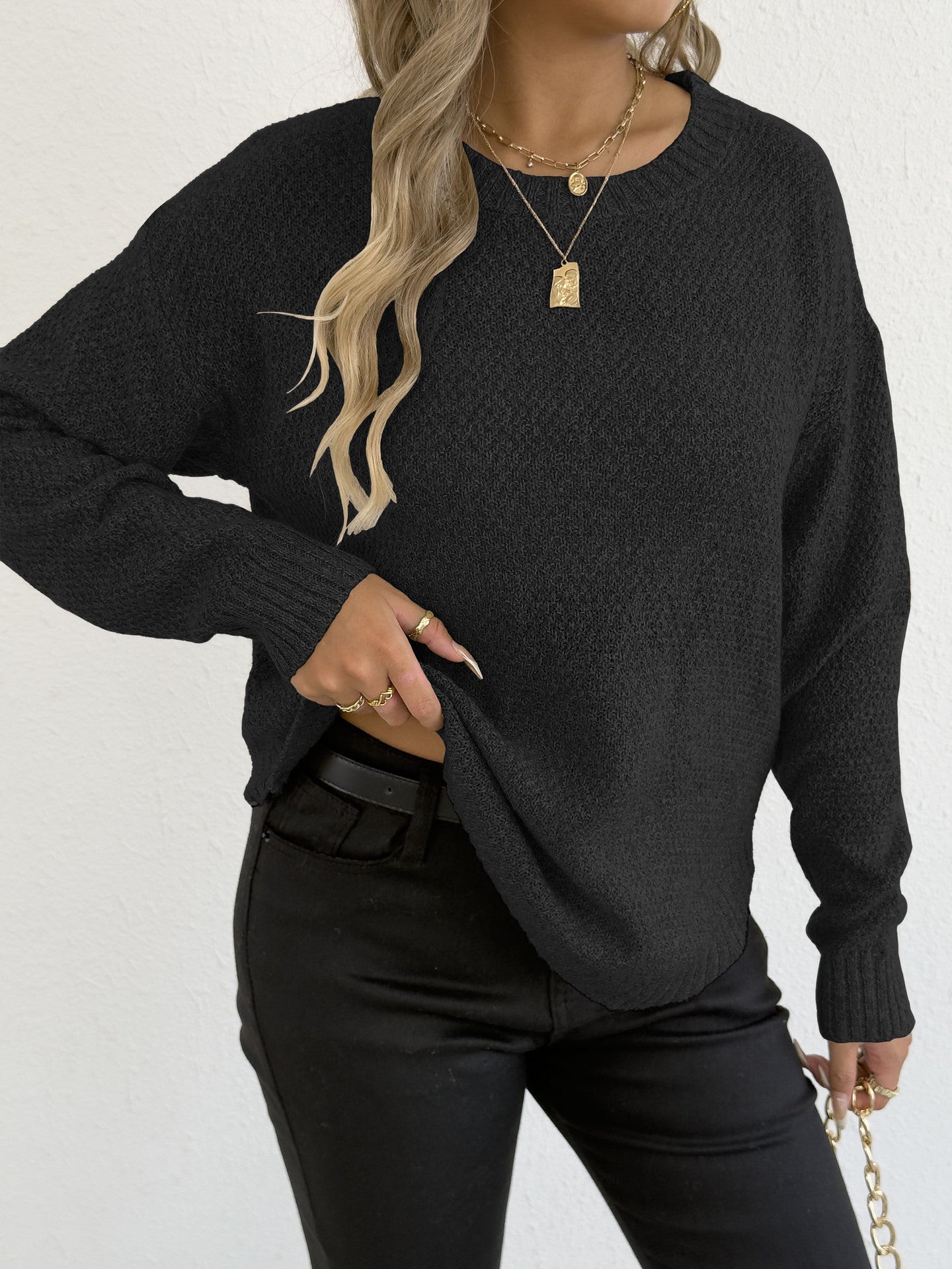 Pull en tricot décontracté pour femmes avec motif structuré de haute qualité Chic und Stil