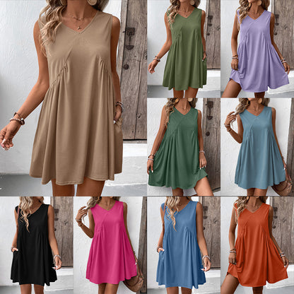 Robe femme fluide à décolleté en V avec poches latérales et coupe fluide Chic und Stil