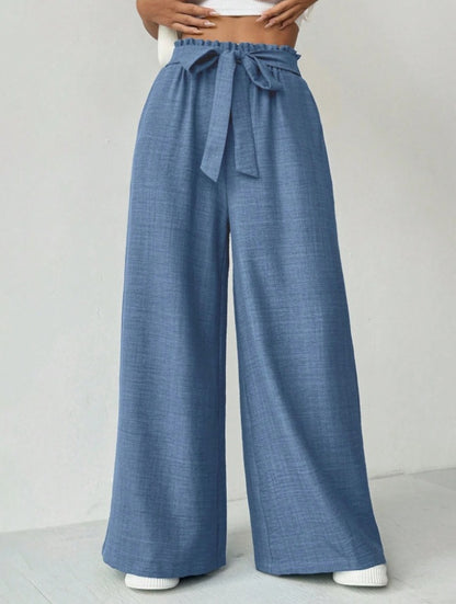 Ladies Wide Pants with Adjustable Waist Chic and Style