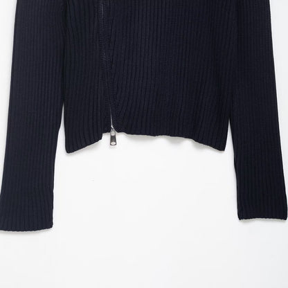 Dame pull en tricot stylé avec col asymétrique et fermeture éclair Chic und Stil