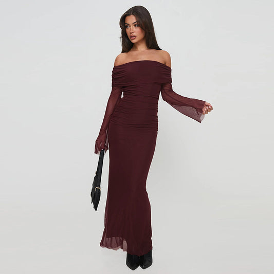 Robe maxi à volants dénudé des épaules Chic und Stil 1751521858