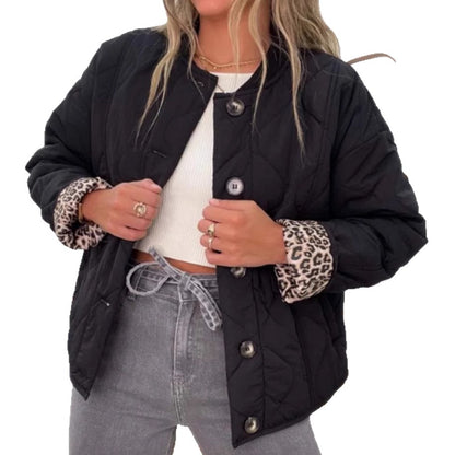 Dames doudoune avec détail en motif léopard Chic und Stil