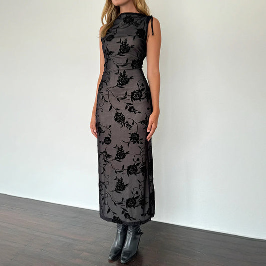 Robe midi élégante en dentelle florale Chic und Stil