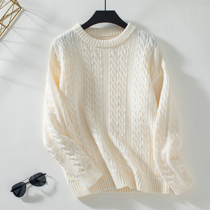 Pull en tricot pour femmes avec motif en torsades et grands bords Chic und Stil