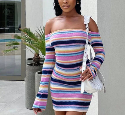 Robe off-shoulder ajustée pour femmes avec manches longues Chic und Stil