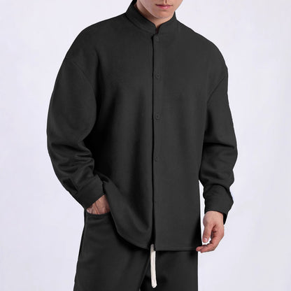 Chemisier à manches longues pour femmes avec tissu scintillant et col montant moderne Chic und Stil