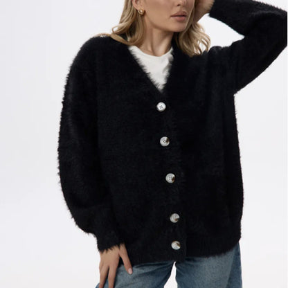 Dames Pull en laine douce avec boutons en perles et coupe décontractée Chic und Stil