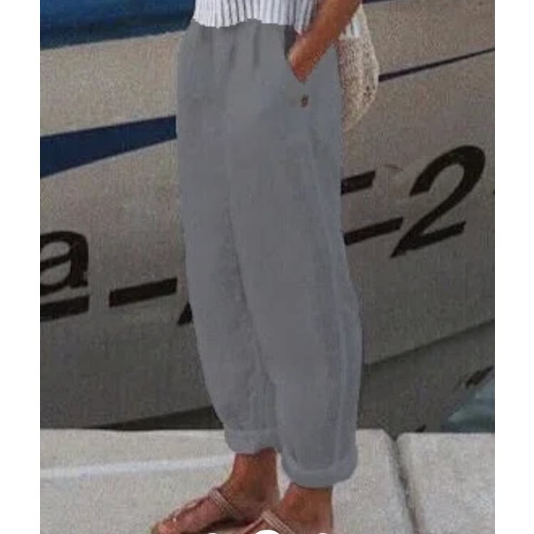 Casual linen pants for women with elastic waistband and practical side pockets Chic and Style