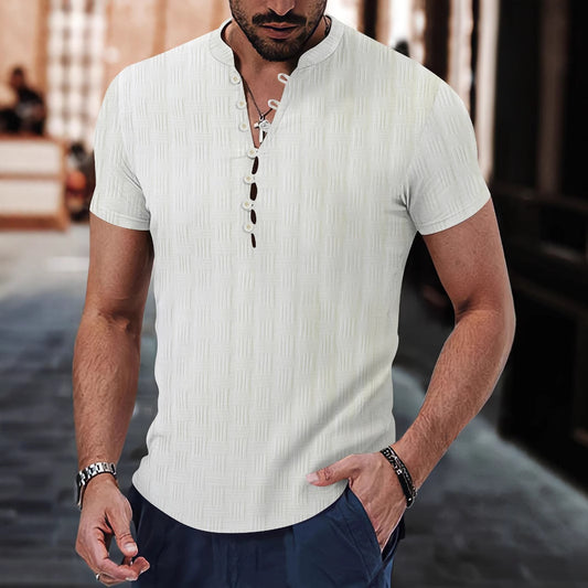 Chemise à manches courtes structurée pour hommes avec détails de boutons modernes Chic und Stil